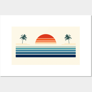 Minimalist, Geometric Retro Ocean Sunrise III Posters and Art